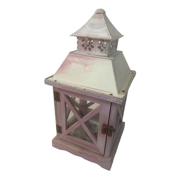 Vintage Distressed Wooden Glass Barn Door Lantern - Picture 3 of 10